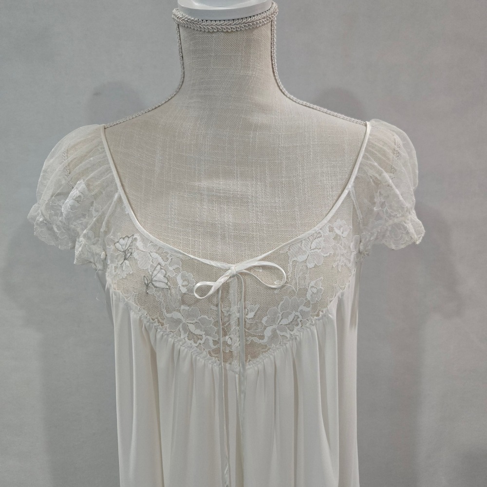 Lucie Ann Nightgown Petite Vintage Lace Trim Maxi Cap Sleeve Beverly Hills #1434 - Picture 11 of 14
